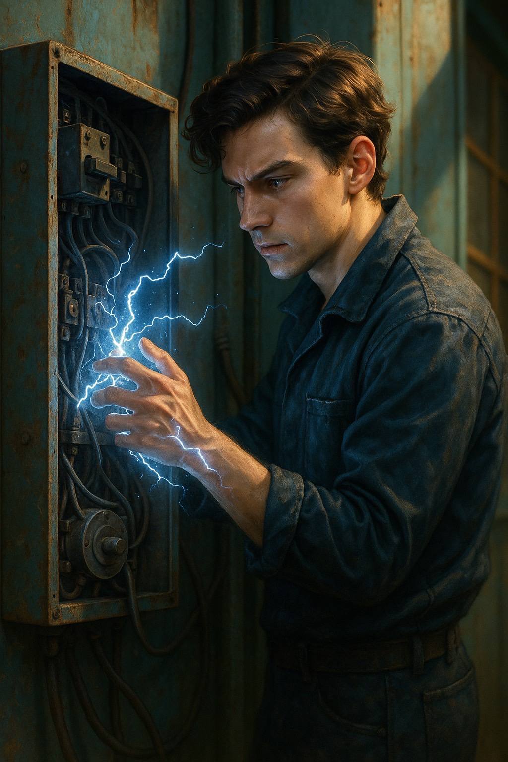 An ICE LIGHT electrician inspecting an electrical box