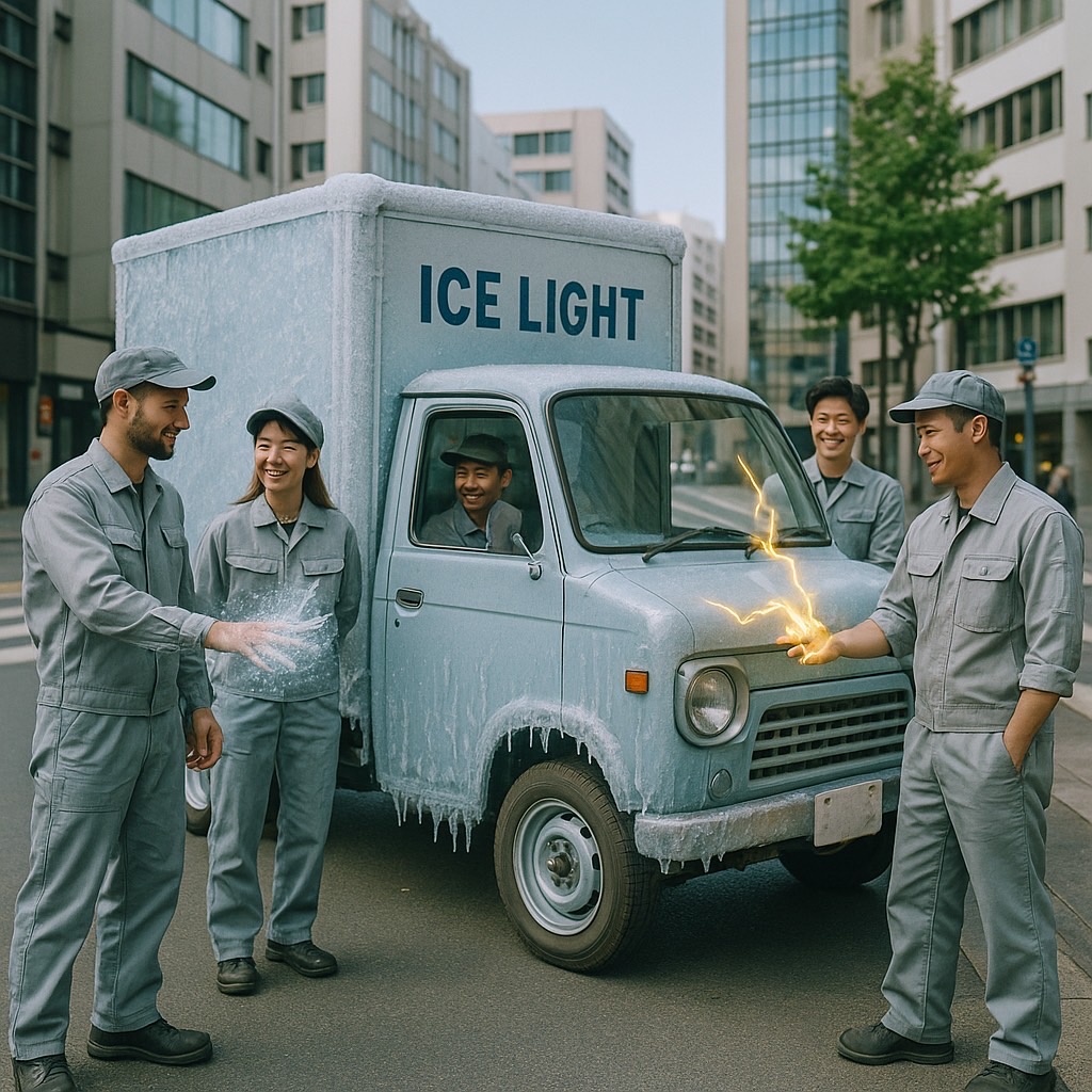 A team member working in the field for ICE LIGHT
